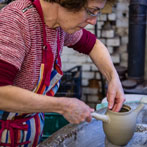 Julie Ayton working in her studio 2017